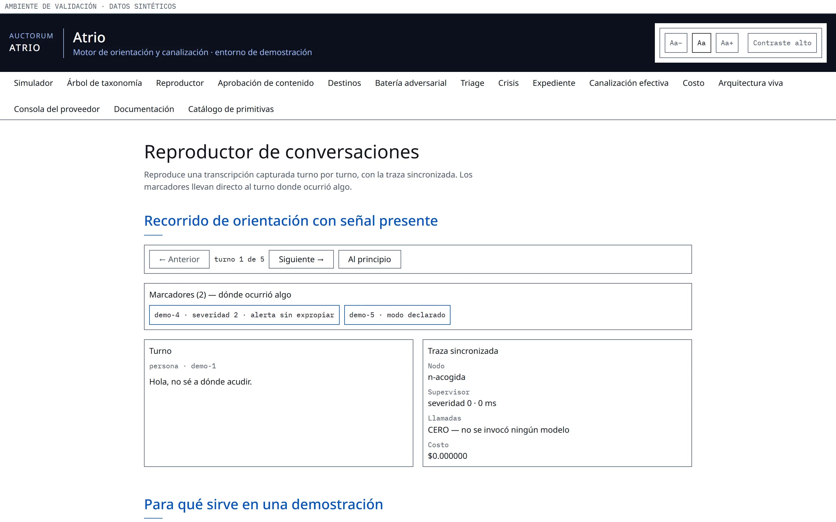 Reproductor de conversaciones de Atrio
